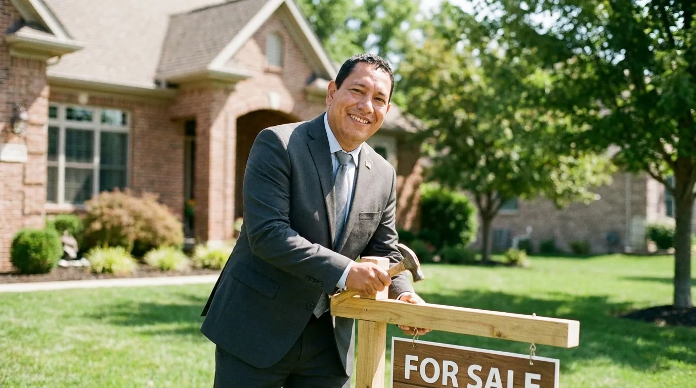 Robert Sivori with a for-sale sign in front of a listed home